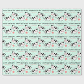 Schattigee Koe Star Kinder naam Groene Verjaardag Cadeaupapier (Vlak)