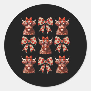 Schattigee Koe Valentijn Coquette Bow Cowgirl West Ronde Sticker