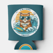 Schattigee koele Cartoon Surf Cat Blikjeskoeler (Achterkant)