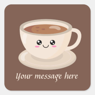 Schattigee koffie Bericht toevoegen Vierkante Sticker