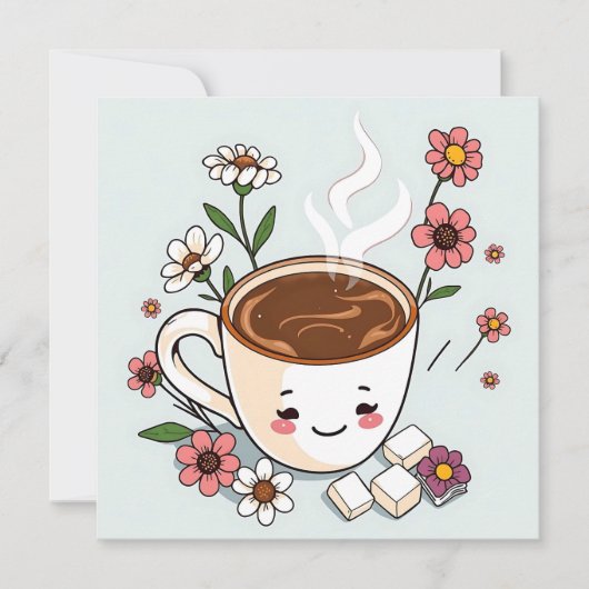 Schattigee koffie en bloemen grillig (Voorkant)
