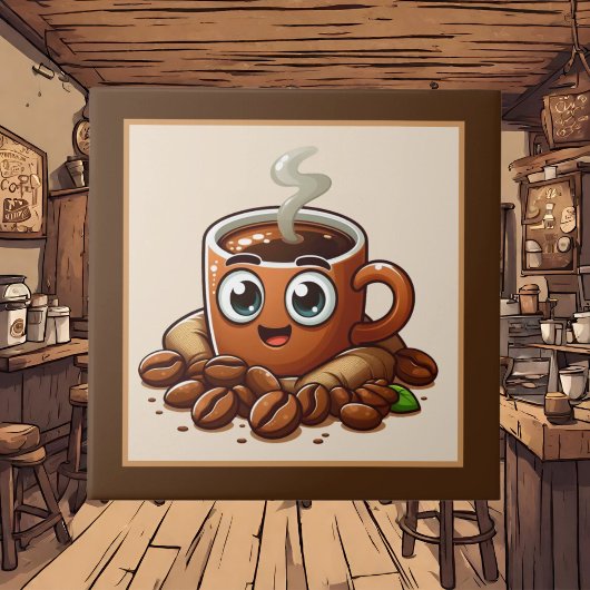 Schattigee koffiebar, winkel of keuken met een kof tegeltje