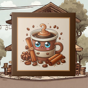 Schattigee koffiebar, winkel of keuken met een kof tegeltje