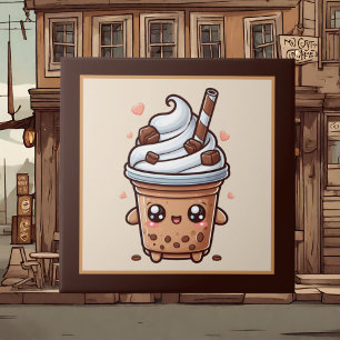 Schattigee koffiebar, winkel of keuken met een kof tegeltje