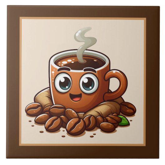 Schattigee koffiebar, winkel of keuken met een kof tegeltje (Voorkant)