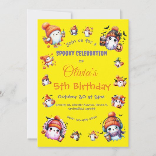 Schattigee Koffieliefhebber Ghost Nodig voor Kids Kaart (Voorkant)