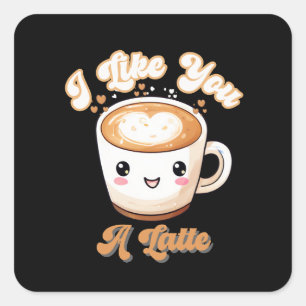 Schattigee koffieliefhebber Ik vind je een latte Vierkante Sticker