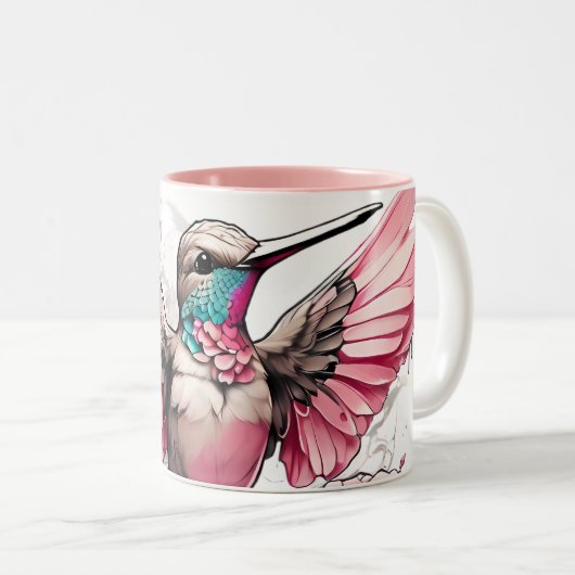 Schattigee kolibrie Design op Two-Tone Coffee Mok (Voorkant rechts)