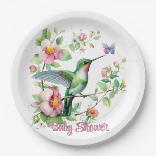 Schattigee kolibrie en vlinder meisje Baby shower Papieren Bordje