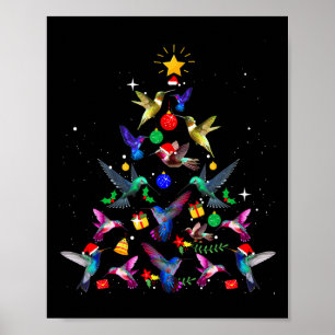 Schattigee kolibrie kerstboom kerstcadeaus poster