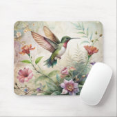 Schattigee kolibrie op bloemen muismat (Met muis)