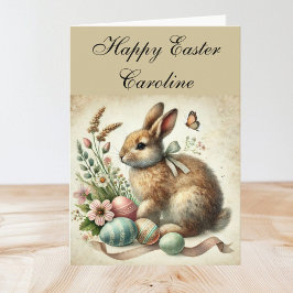 Schattigee Konijn Bunny Hare Easter Floral Bedankkaart