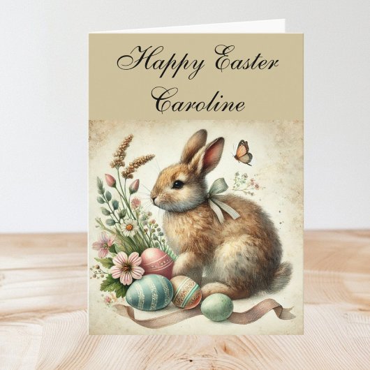 Schattigee Konijn Bunny Hare Easter Floral Bedankkaart