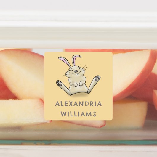 Schattigee konijn cartoon gepersonaliseerd labels (Aangebracht)