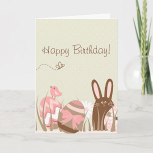 Schattigee konijn en paaseieren Happy Birthday Kaa Feestdagen Kaart