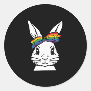 Schattigee konijn gezicht tie Dye Gles meisje Happ Ronde Sticker