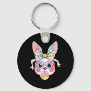 Schattigee konijn gezicht tie Dye Gles meisje Happ Sleutelhanger