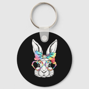 Schattigee konijn gezicht tie Dye Gles meisje Happ Sleutelhanger