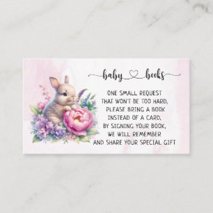 Schattigee konijn met pioen Baby shower I Verjaard Informatiekaartje