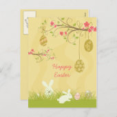 Schattigee konijnen & eierboom Easter briefkaart (Voorkant / Achterkant)