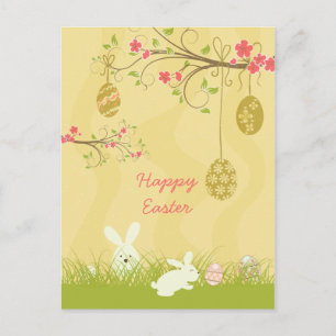 Schattigee konijnen & eierboom Easter briefkaart