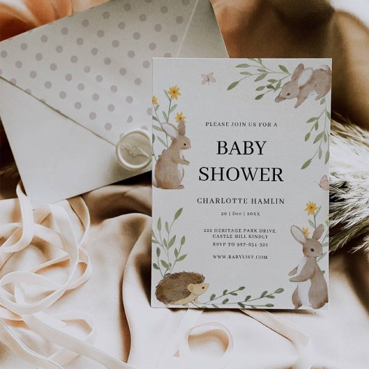 Schattigee konijnen en groen Baby shower Kaart