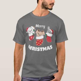 Schattigee konijnen in kerstkousen voor Kerstmis T-shirt