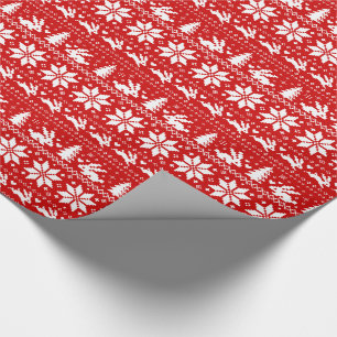 Schattigee konijnen kerstvakantie patroon rood cadeaupapier