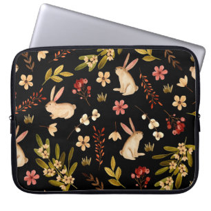 Schattigee konijnen: Waterverf handgetekend patroo Laptop Sleeve