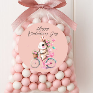 Schattigee konijnenharten roze harten happy valent ronde sticker
