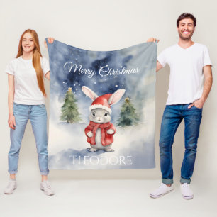 Schattigee konijnenkerst fleece deken