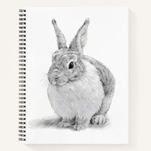 Schattigee konijnenpotloodtekening notitieboek