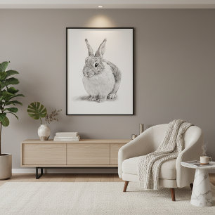 Schattigee konijnenpotloodtekening perfect poster