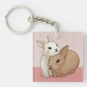 Schattigee konijnillustratie sleutelhanger
