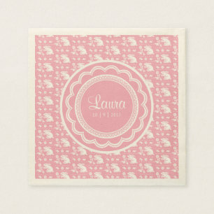 Schattigee  konijntjes baby meisje welkomstfeest servetten