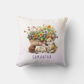 Schattigee konijntjes Custom Naam Meisje Pasen Kussen (Voorkant)