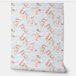 Schattigee konijntjes met ballonnen behang