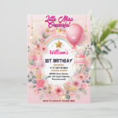 Schattigee Koningin Kleine Miss Onederful 1e Verja Kaart (Staand voorkant)