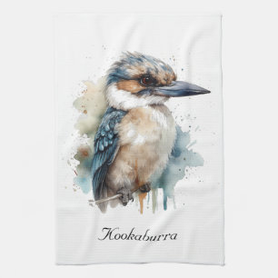 Schattigee Kookaburra op een aanpasbare tak Theedoek