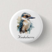 Schattigee Kookaburra op een Branch, custom Ronde Button 3,2 Cm (Voorkant)