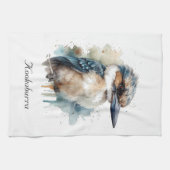 Schattigee Kookaburra op een Branch, custom Theedoek (Horizontaal)