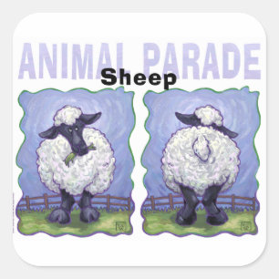 Schattigee koppen en staarten Schapen Vierkante Sticker