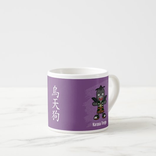 Schattigee kraai Tengu Yokai - Japanse folklore Espresso Kop (Voorkant rechts)