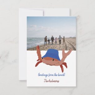 Schattigee krab gepersonaliseerde strand fotokaart kaart