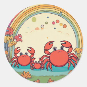 Schattigee krabfamilie ronde sticker