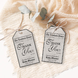 Schattigee krant Baby shower dank u gunst Cadeaulabel