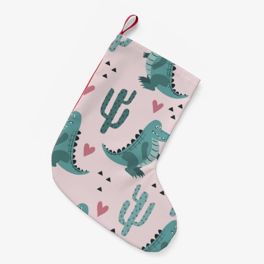 Schattigee krokodil, alligatorpatroon. kleine kerstsok (Voorkant (Hangend))