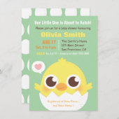 Schattigee kuiken op het punt om babyshower-uitnod kaart (Voorkant / Achterkant)