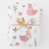 Schattigee kuiken verjaardag inpakpapier vel (In situ)