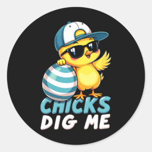 Schattigee kuikens Graaf Me Easter 1 Ronde Sticker